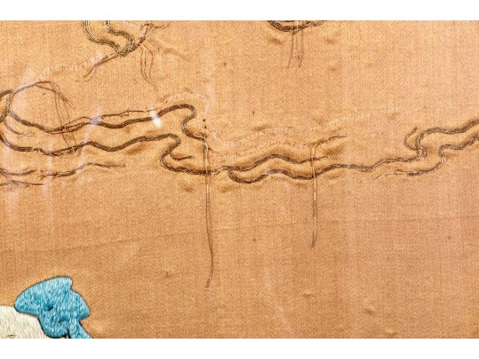 Antique 19th C. Chinese Embroidered Silk Framed Panel