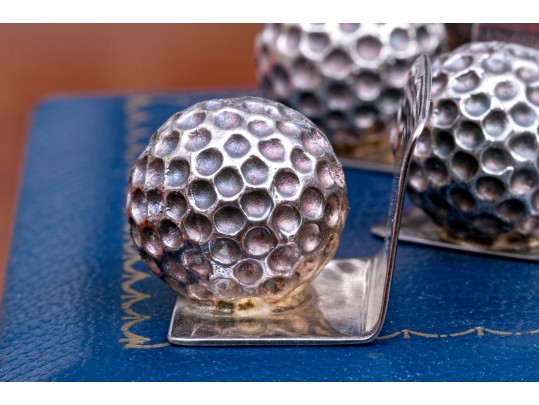 Set Of Six English Sterling Silver Marked Place Card Settings, 6.38 Ozt.