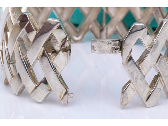 Tiffany & Co. Paloma PIcasso Sterling Silver Fabulous Ultra Wide Lattice Hinged Bangle Bracelet
