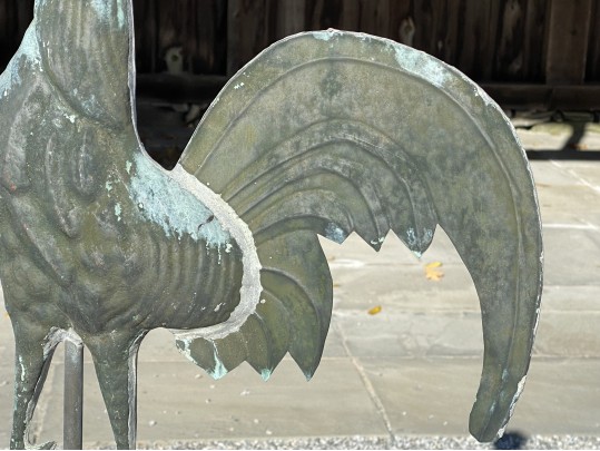 Antique Iron And Copper Rooster Weather Vane