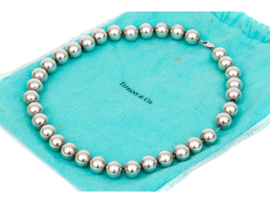 Tiffany & Co. Sterling Silver Striking 12.75 Mm Bead Necklace