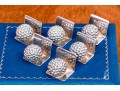 Set Of Six English Sterling Silver Marked Place Card Settings, 6.38 Ozt.