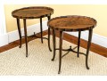 George III Style Pair Of Pie Crust Oval Top Mahogany Side Tables, Ca. 1950 Or Earlier