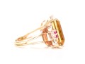 14k Yellow And Rose Gold Handsome Vintage Citrine And Ruby Ring, App. 9.44 CTS, Size 5.5