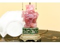 Gorgeous Chinese Carved Rose Quartz Lidded Vase Form Table Lamp, 20th C.