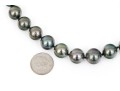 Beautiful Graduated Black Tahitian Pearl Necklace, 8.75mm To 12.25mm, 14k Diamond Set Clasp