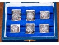 Set Of Six English Sterling Silver Marked Place Card Settings, 6.38 Ozt.