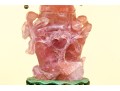 Gorgeous Chinese Carved Rose Quartz Lidded Vase Form Table Lamp, 20th C.