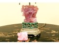 Gorgeous Chinese Carved Rose Quartz Lidded Vase Form Table Lamp, 20th C.