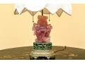 Gorgeous Chinese Carved Rose Quartz Lidded Vase Form Table Lamp, 20th C.