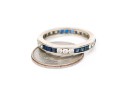 14k Alternating Round Diamond And Square Cut Sapphire Eternity Ring, Size 5.25, See Sizing Note