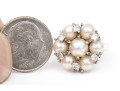 14k White Gold Vintage Pretty Cultured Pearl And Diamond Cluster Ring, Size 3