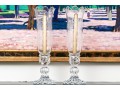 Magnificent Pair Of French Baccarat Crystal Candlesticks And Etched Hurricanes