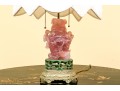 Gorgeous Chinese Carved Rose Quartz Lidded Vase Form Table Lamp, 20th C.
