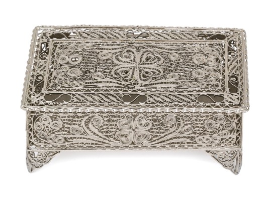 Elegant Vintage Silver Filigree Box 