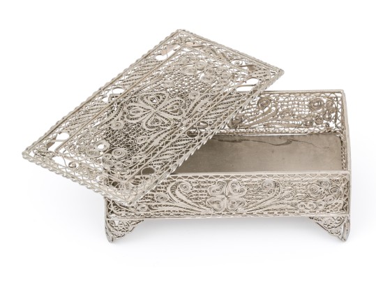 Elegant Vintage Silver Filigree Box 