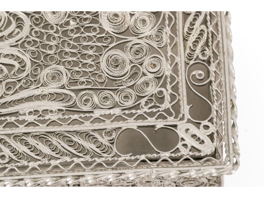 Elegant Vintage Silver Filigree Box 