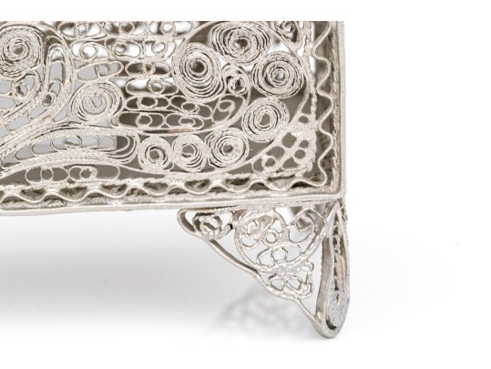 Elegant Vintage Silver Filigree Box 