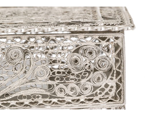 Elegant Vintage Silver Filigree Box 