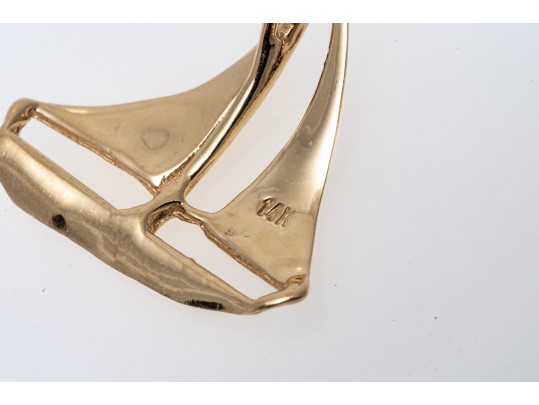 Cheerful 14K Sail Boat Charm Pendant
