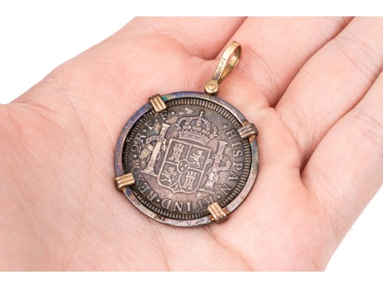 Coin Pendant With 14k Yellow Gold Border