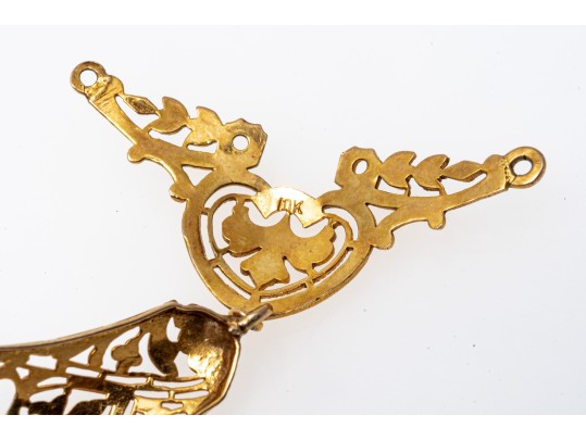 10k Yellow Gold Filigree Necklace Center, No Chain