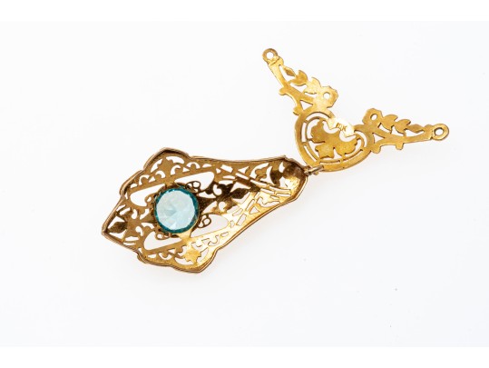 10k Yellow Gold Filigree Necklace Center, No Chain