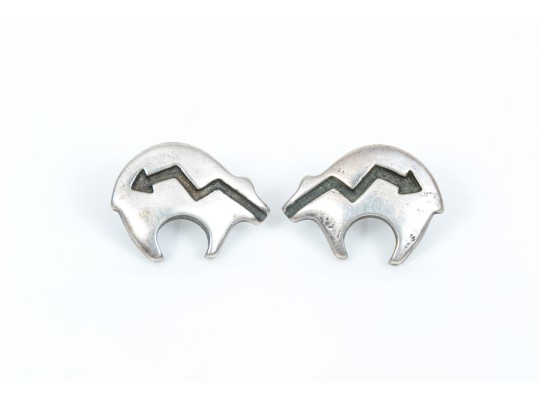 Sterling Silver Assorted Lot Of Striking Southwestern Style Bear Motif Jewelry Pieces