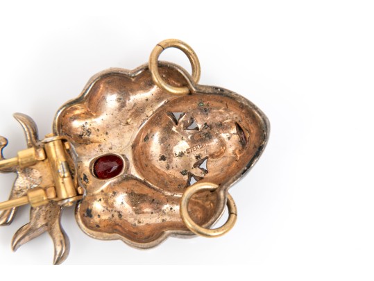 Sterling Silver And Rose Vermeil Vintage Pair Of Rhinestone And Enamel Blackamoor Brooches