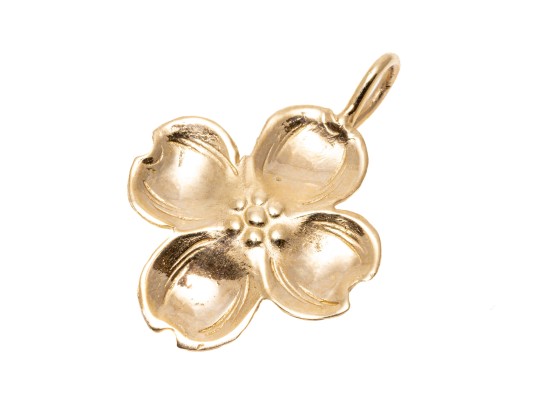 14k Yellow Gold Pretty Dogwood Motif Pendant