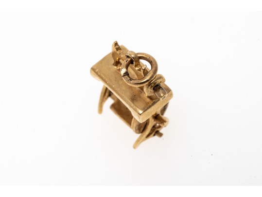 Dainty 14K Sewing Machine Charm Pendant
