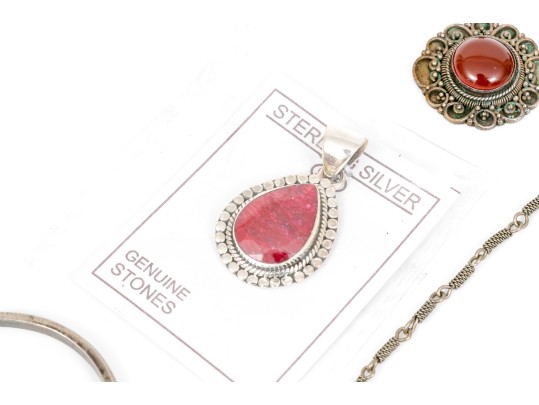 Lot Of Assorted Handsome Southwestern Style Sterling Silver Jewelry Pieces