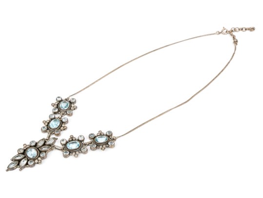 Sterling Silver Lovely Pale Blue Topaz Cluster Necklace