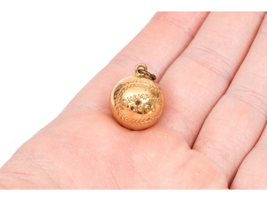 10k Yellow Gold Champions 1960 Figural Baseball Pendan