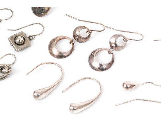 Sterling Silver Assorted Lot Of Contemporary Motif Earrings