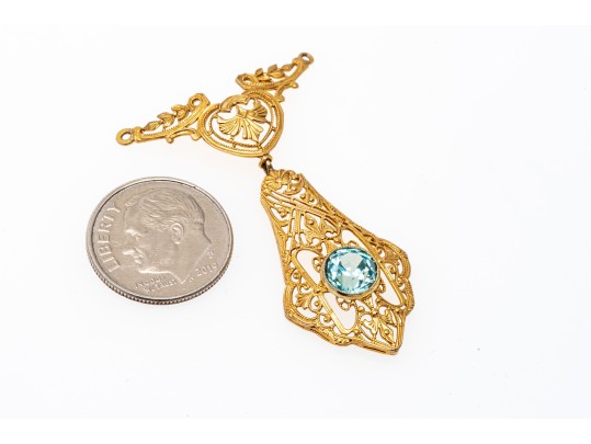 10k Yellow Gold Filigree Necklace Center, No Chain