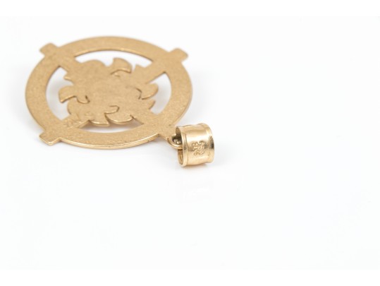 14k Yellow Gold Christ Heri Hodie Semper Jubilee Cross Pendant