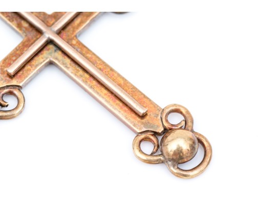 14k Gold Striking Vintage Large Decorative Cross