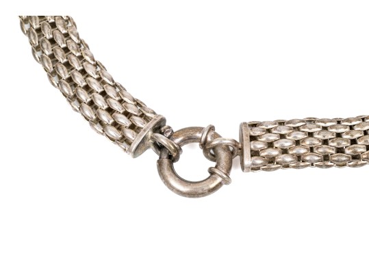 Sterling Silver Wide Mesh Choker Necklace