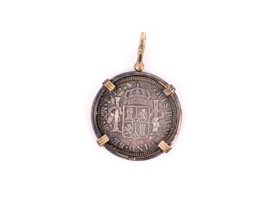 Coin Pendant With 14k Yellow Gold Border