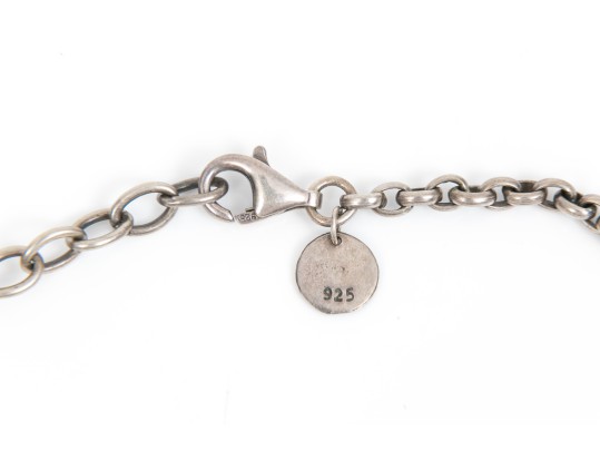 Sterling Silver Chunky Curb Chain With An Impactul Lapis And Jasper Pendant