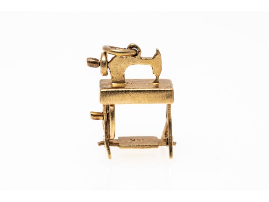 Dainty 14K Sewing Machine Charm Pendant