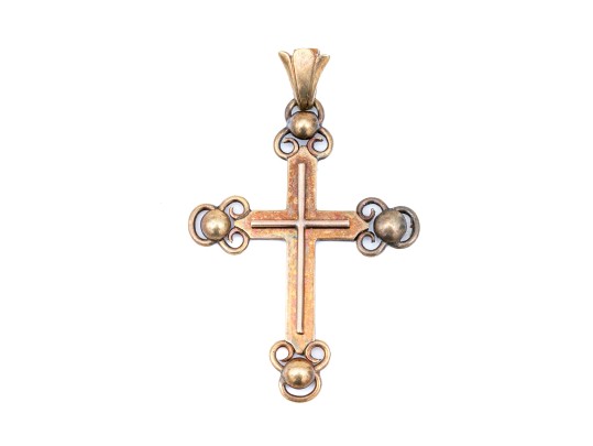 14k Gold Striking Vintage Large Decorative Cross