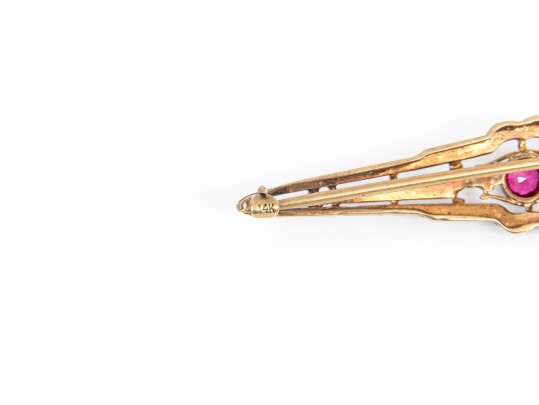 14k Yellow Gold Vintage Pierced Bar Pin