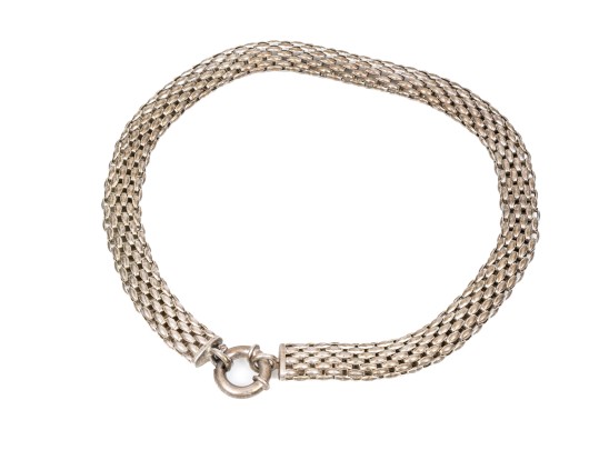 Sterling Silver Wide Mesh Choker Necklace