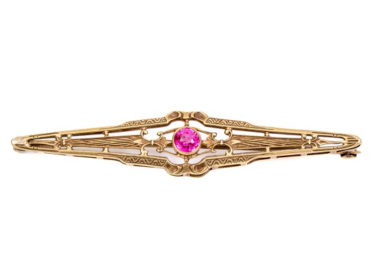 14k Yellow Gold Vintage Pierced Bar Pin