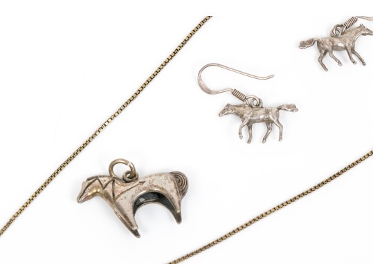 Sterling Silver Assorted Lot Of Handsome Horse Motif Necklaces