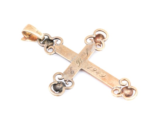 14k Gold Striking Vintage Large Decorative Cross