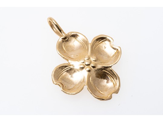 14k Yellow Gold Pretty Dogwood Motif Pendant
