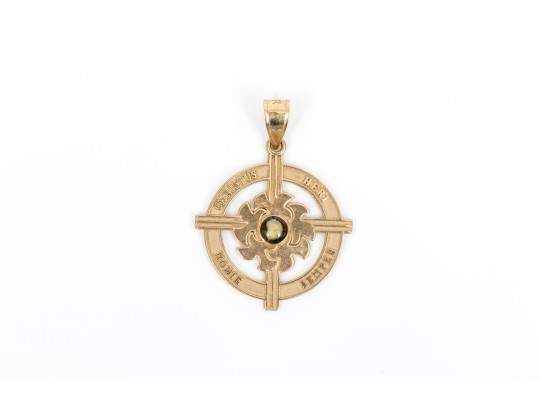 14k Yellow Gold Christ Heri Hodie Semper Jubilee Cross Pendant